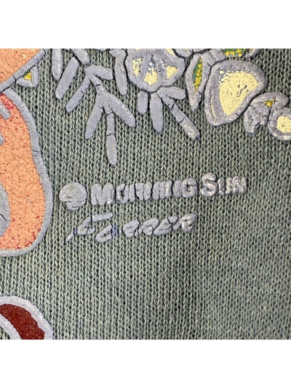Vintage Morning Sun Sweatshirt Womens Medium Blue Floral Mock Neck USA Made 90s - Picture 4 of 15